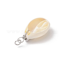 Подвески из натуральной ракушки каури и сплава&nbsp;PALLOY-JF03937