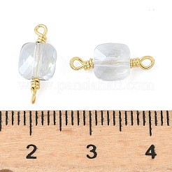 Стеклянные граненые квадратные соединительные подвески&nbsp;KK-C097-09G-02