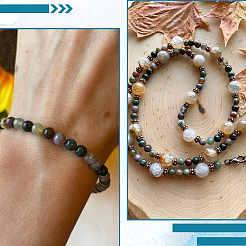 100 шт. бусины из натурального индийского агата&nbsp;G-SP0001-20B