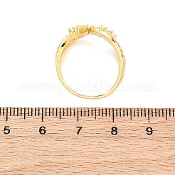 Латунные кольца-манжеты с микропаве и прозрачным цирконием для женщин&nbsp;RJEW-U047-02G