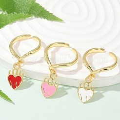 Латунные эмалевые открытые манжеты для женщин RJEW-U057-10G