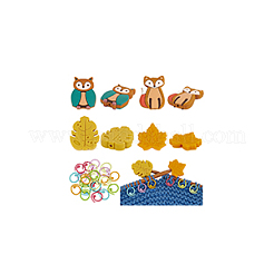 32 шт. 12 стиля пищевые экологически чистые силиконовые бусины с окрашенными в духовке цинковыми сплавами кольца-маркеры для вязания&nbsp;SIL-BC0001-08A