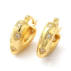 Сердце из прозрачного кубического циркония с серьгами-кольцами в виде звезд&nbsp;EJEW-Q024-02G