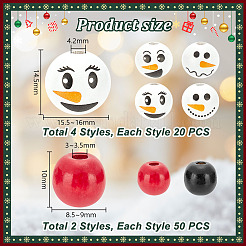 180 шт. 6 стиля рождественский снеговик принт деревянные европейские бусины&nbsp;WOOD-PH0003-03A