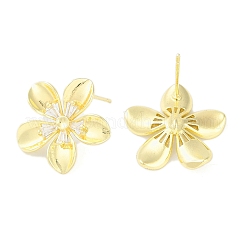 Фурнитура для серег-гвоздиков из латуни с паве из прозрачного кубического циркония&nbsp;LS-KK-F875-05G