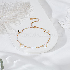 1 шт. браслет на ногу из нержавеющей стали 304 в форме сердца с цепочками для женщин&nbsp;AJEW-LP0006-58