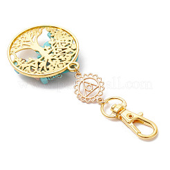 Синтетические бирюзовые бусины и украшения из сплава в виде дерева жизни&nbsp;HJEW-JM03129-03