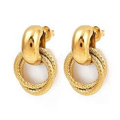 Серьги-гвоздики с двойным кольцом из нержавеющей стали 304&nbsp;EJEW-K268-21G