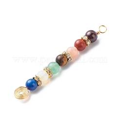 7 чакра смешанные драгоценные камни медной проволоки обернутые большие подвески&nbsp;PALLOY-JF01899-01