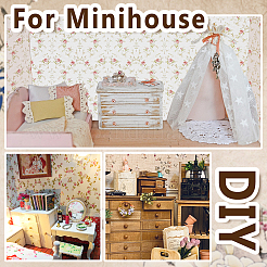 Мини-кукольный домик для гостиной&nbsp;DIY-WH0504-841A-01