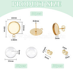 30 шт. плоские круглые серьги-гвоздики из нержавеющей стали 304 STAS-UN0053-09