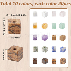 200 шт. 10 стиля натуральных смешанных драгоценных камней бусины нити&nbsp;G-SC0003-12