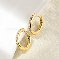 Латунные серьги-кольца из прозрачного кубического циркония&nbsp;EJEW-D311-145G