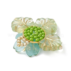 Подвески-цветы из латунного стекла и бисера&nbsp;PALLOY-MZ01118-02