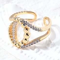 Регулируемые манжетные кольца с микропаве из кубического циркония из латуни&nbsp;RJEW-D313-08PG