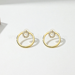 Серьги-гвоздики из латуни с прозрачным кубическим цирконием&nbsp;VB4673