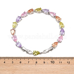 Теннисные браслеты из платиновой латуни с микропаве из кубических цирконий&nbsp;BJEW-B160-07P