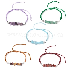 Браслеты из бусин с кусочками натуральных драгоценных камней&nbsp;BJEW-JB13104