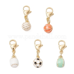 Спортивный мяч латунная эмалевая подвеска украшения&nbsp;HJEW-JM03651