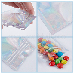 100 шт. прямоугольные пластиковые блестящие голографические пакеты с застежкой-молнией&nbsp;OPP-SP0001-03A