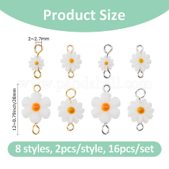 16 шт. 8 стиля подвески-коннекторы в виде натуральной пресноводной ракушки в виде цветка маргаритки&nbsp;PALLOY-FH00118