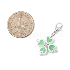 Подвесные украшения из пластика клевер с имитацией жемчуга из АБС-пластика&nbsp;HJEW-JM04655