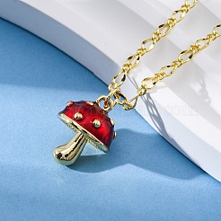 Латунные ожерелья с эмалевым кулоном из огнеупорного кирпича для женщин&nbsp;NJEW-K381-08A-G