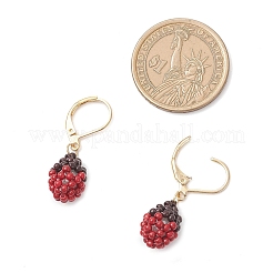 Серьги из стеклянных бусин ручной работы с застежкой-молнией&nbsp;EJEW-MZ00572-02