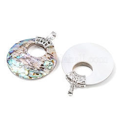 Плоские круглые подвески из натуральной ракушки пауа&nbsp;KK-C135-01P