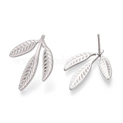 Некорневая нержавеющая сталь 304 серьги-гвоздики в форме листа для женщин&nbsp;LS-EJEW-F300-11P