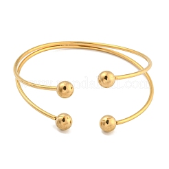 Ионное покрытие (IP) 304 нержавеющая сталь браслет-манжета для женщин&nbsp;BJEW-P331-17G