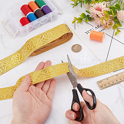 Жаккардовая цветочная лента из полиэстера длиной 7.5 ярд.&nbsp;OCOR-WH0088-84C