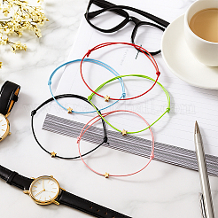 10шт 5-х цветные регулируемые браслеты из вощеного шнура&nbsp;BJEW-GO0002-11