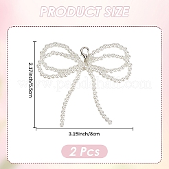 Пластиковые подвески-бантики для обуви с имитацией жемчуга&nbsp;DIY-WH20002-152A