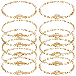 12шт. браслеты из витой цепи из нержавеющей стали 304&nbsp;BJEW-SC0001-61G