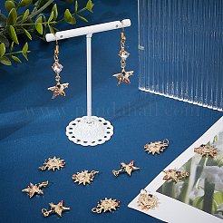 12 шт. 2 стильных латунных подвески с микропаве из разноцветных кубических цирконий&nbsp;KK-DC0001-75