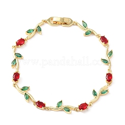 Латунные браслеты-цепочки с микропаве из кубического циркония для женщин&nbsp;BJEW-K292-01G