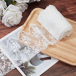 5 ярд плоской нейлоновой сетки с вышитой кружевной отделкой&nbsp;OCOR-GF0001-86A