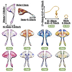 Комплекты украшений для сережек-подвесок в виде крыльев бабочки из латуни и эпоксидной смолы своими руками&nbsp;DIY-TA0010-65B