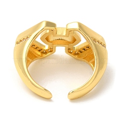 Открытые манжеты из латуни с микропаве в виде сердца с прозрачным фианитом&nbsp;RJEW-U008-15G