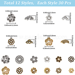 360шт 12 стиля колпачки из сплава в тибетском стиле&nbsp;TIBE-SC0002-30