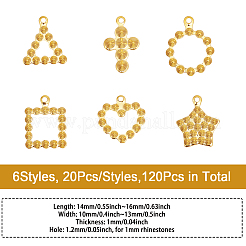 120 шт. 6 стиля ионного покрытия (IP) из нержавеющей стали 304 подвеска со стразами&nbsp;STAS-CA0002-11