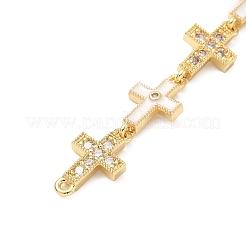 Подвески-соединители с 5 крестообразными звеньями из латуни с микропаве из прозрачного кубического циркония&nbsp;KK-H539-15G-01
