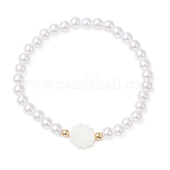 3 шт. 3 стиля АБС-пластиковые искусственные жемчужные бусины и ракушечные бусины эластичные браслеты для женщин&nbsp;BJEW-JB11797