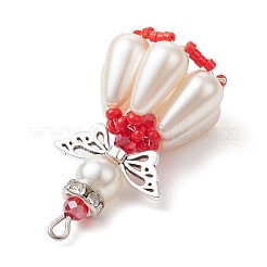 Подвески из перламутрового стекла с бусинами из жемчуга&nbsp;PALLOY-MZ00487-03