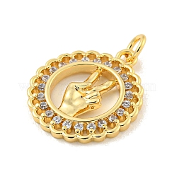 Латунные микропаве прозрачные подвески с фианитом&nbsp;LS-KK-U007-01G-04