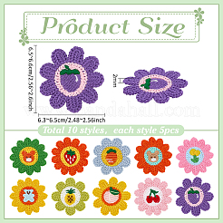 50 шт. 10-цветные полиэстеровые нитки для вышивки подсолнечника для пришивания нашивок&nbsp;PATC-PH0001-45