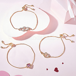 3шт. 3 стиля латунных браслетов-слайдеров&nbsp;BJEW-GA00001