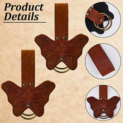 Подвеска в виде бабочки из искусственной кожи в стиле средневековья с кольцом из сплава&nbsp;HJEW-WH20012-09B