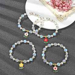 Эластичный браслет из синтетического лунного камня&nbsp;BJEW-JB09502